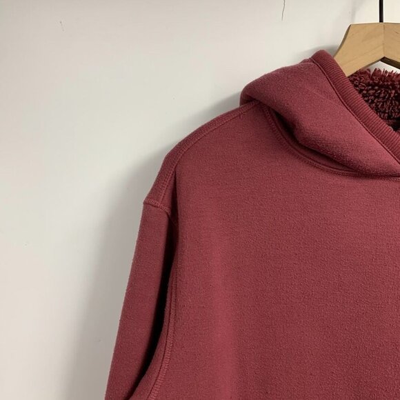 Athleta‎ Reversible Sherpa 511866 Maple Red Hooded Sweatshirt Size S - Picture 3 of 12